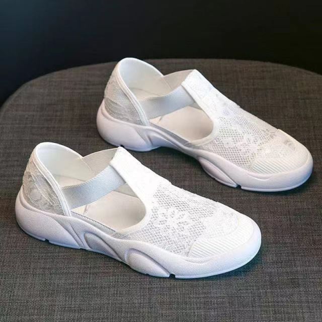Frauen Baotou Schwamm Kuchen Dicken sohlen Atmungsaktive Casual Flache Schuhe Frauen Plattform Schuhe Frauen Schuhe 38 weiß