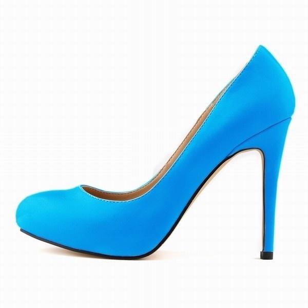 Große Größe 43 Damen Pumps Stilettos Runde Zehenpartie Mode Klassisch Sexy High Heels Plateau Nude Work Damen Pumps Hochzeitsschuhe 35 blau