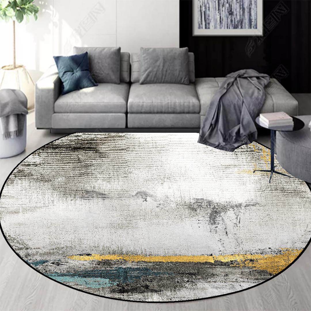 Moderner Runder Großer Teppich Wohnzimmer Abstrakt Licht Luxus Balkon Lounge Bereich Teppiche Schlafzimmer Dekor Garderobe Weiche Rutschfeste Matten 80cm 31.49 in
