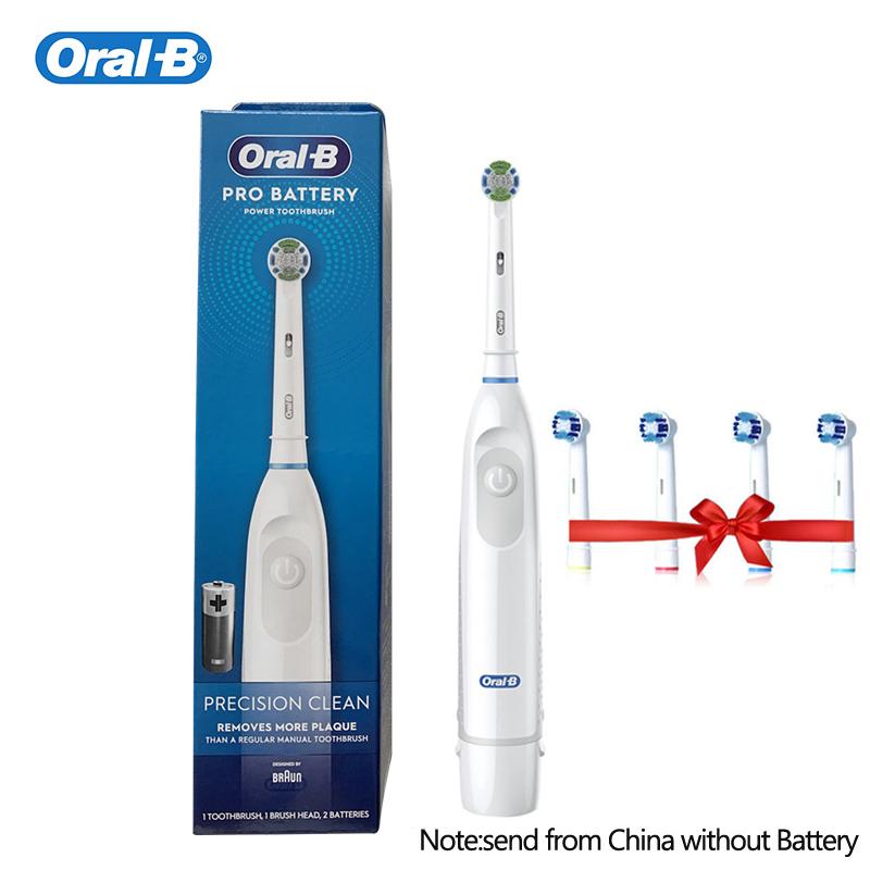Oral B elektrische Zahnbürste, rotierende elektrische Zahnbürste, ein austauschbarer Bürstenkopf, angetrieben durch AA-Batterie, Präzisionsreinigung weiß