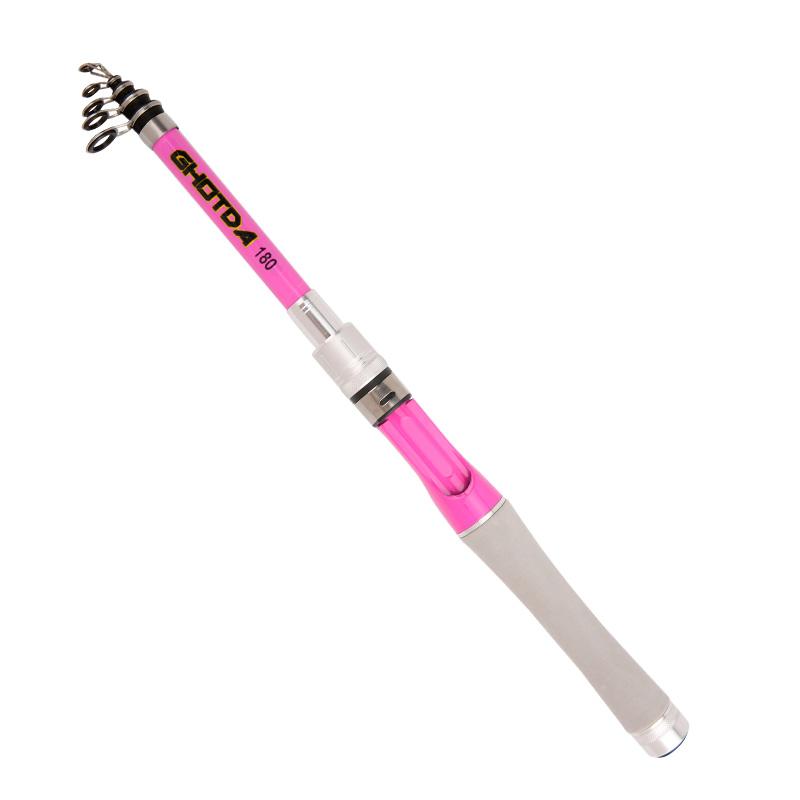 Hochempfindliche Teleskop-Angelruten mit kurzer Reichweite, 1,5/1,8/2,1/2,4 m, Kohlefaser, rosa, Spinn-/Casting-Pole, Köder-Angelrute Spin 2.4M rosa