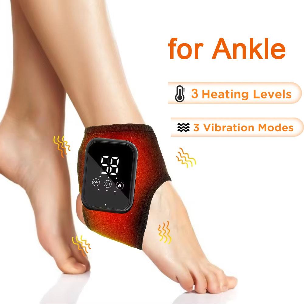 Elektrisches Fuß- & Knöchel- & Handgelenk-Massagegerät Heiße Kompresse Vibration Knöchelstützbandage zur Muskelentspannung Wiederaufladbar 1PC