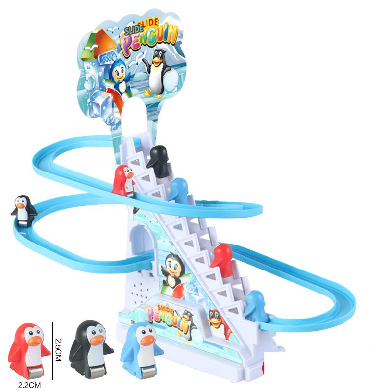 Kinder Spaß Spielzeug Kleine Ente Pinguin Elektronisches Treppensteigen Bahn Spielzeug Licht Musikalisches Rutschbahn Bahn Achterbahn Baby Pädagogisches Geschenk