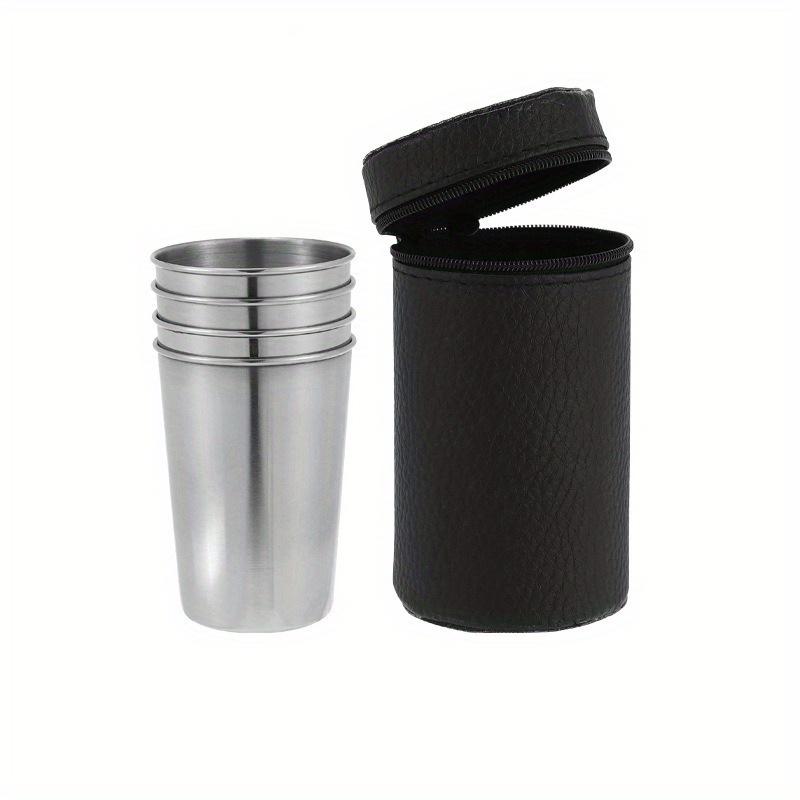 4 Teile/satz 30ml/70ml/170ml Outdoor Praktische Edelstahl Tassen Shots Set Mini Gläser für Whisky Wein mit Etui Tragbare Drinkware Set 170ml