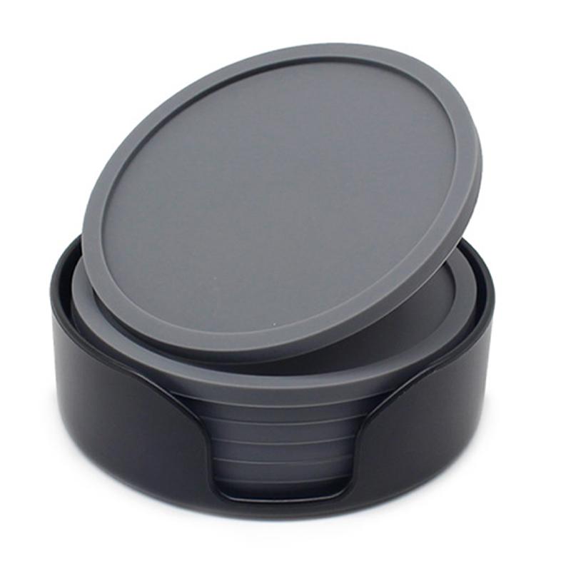 6 teile/satz 10 cm Silikon Untersetzer Runde Hitzebeständige Teetasse Matte Trinken Kaffeetasse Pad Decor Tisch Matte Küche Zubehör grau