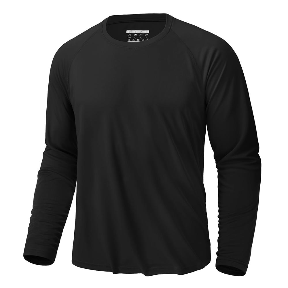 TACVASEN UPF 50+ Sonnenschutz T-Shirts Herren Schnelltrocknend Langarm Sport T-Shirts Performance Sport T-Shirts Oberteile 6XL black