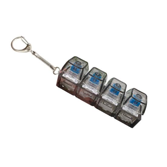 4-Tasten Fidget Tastatur Spielzeug mit Licht Stressabbau Transparente Kappe Tastatur Finger Clicker Schlüsselanhänger Dekompressionsknopf Sensorisches Spielzeug N