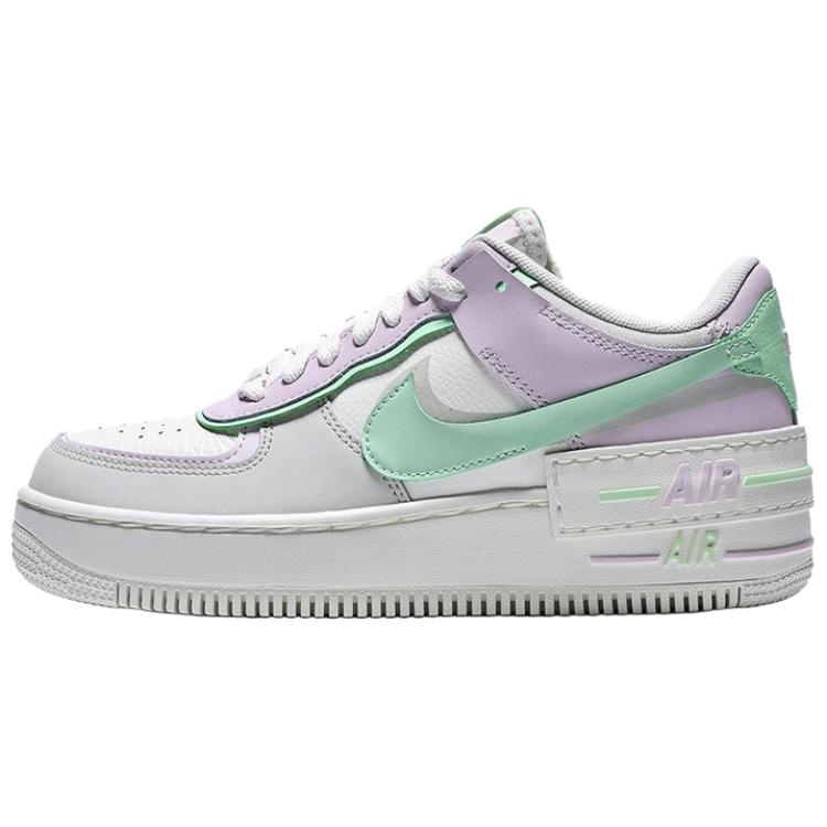 Nike Air Force 1 Shadow Bequeme Passform Sneaker Damen Sneaker Weiß Lila Grün DZ1847116 40 white