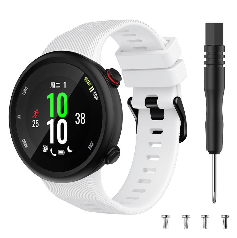 Armband Uhrenarmband mit Werkzeug für Garmin Forerunner 45 45S Garmin Swim 2 Silikon Ersatz Smartwatch Armband Zubehör for Forerunner 45 weiß