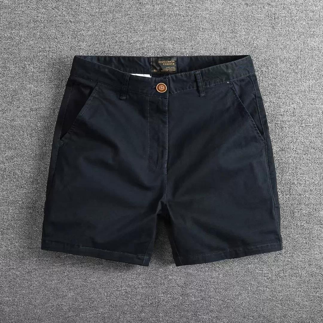 Herren Casual Baumwollshorts Sommer Einfarbig Slim Fit Locker Geschnitten Dünne Dreiviertellange Hosen Arbeitskleidung XXXL dunkelblaue