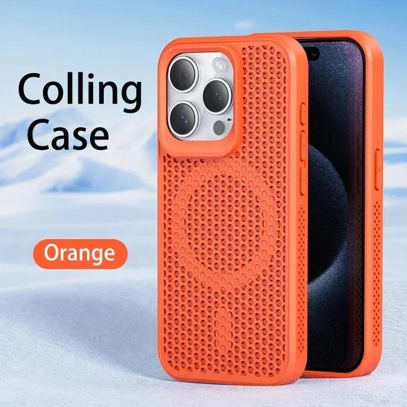Kühlende Wärmeableitung Handyhülle Für Für Iphone 17 16 1 14 13 12 Pro Max Plus Air Für Magnetische PC+TPU Atmungsaktive Hülle iPhone 16 Plus