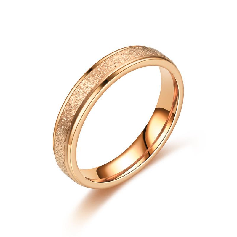 Edelstahlring für Damen, Roségoldfarben, mattierter, gebogener Ring, 6 mm Breite, einfache geometrische Goldringe 9 rose gold