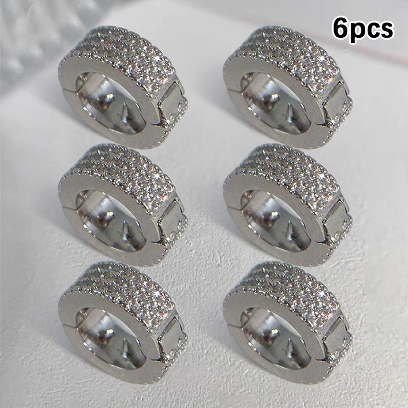 Flash Diamant Silber Rund Geflochtene Haarschnalle Personalisiert Hip Hop Süß Cool Schmutzig Geflochtener Haarring Haarnadel 6pcs