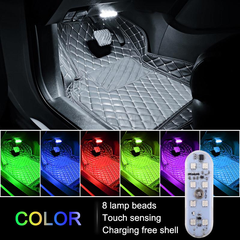 SEAMETAL Auto-Innenbeleuchtung, Auto-Dach-Decken-Leselampe, LED-Auto-Styling, Touch-Nachtlicht, Mini-USB-Aufladung 8LED bunt