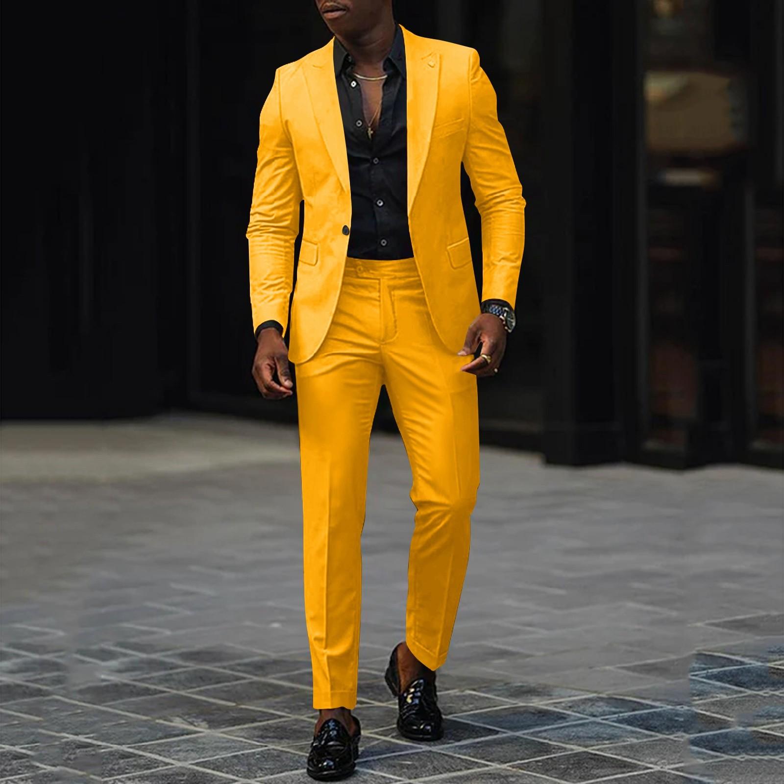 Unisex Winter Einfarbig Anzug Jacken Unisex Casual Fashion Button Jacken L gelb