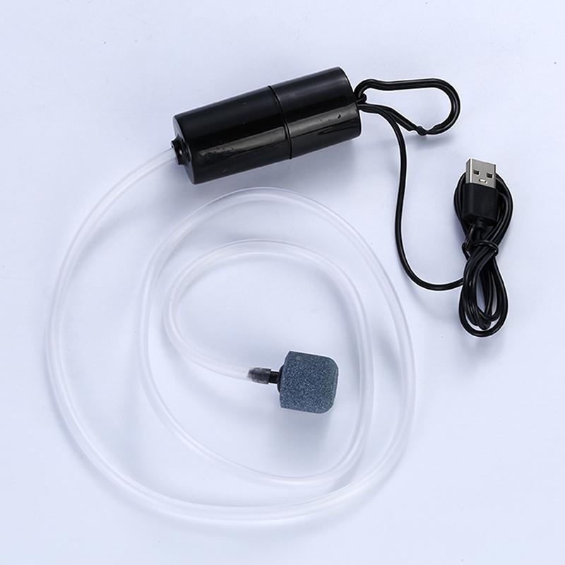 Aquarium Sauerstoff Luftpumpe Fisch Tank USB Leise Luft Kompressor Belüfter Tragbarer Mini Kleine Oxygenator Aquarium Zubehör 5V 1W schwarz