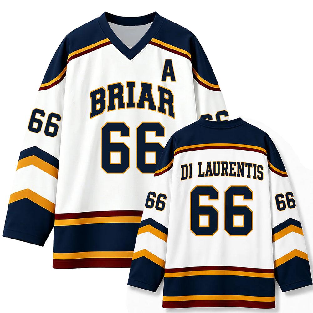 Damen Herren Langarm T-Shirt Off Campus Briar University Eishockey Trikot Graham 44 22 DI LAURENTIS 66 Tucker46 T-Shirt Sommer V-Ausschnitt T-Shirts XXXXXL blue