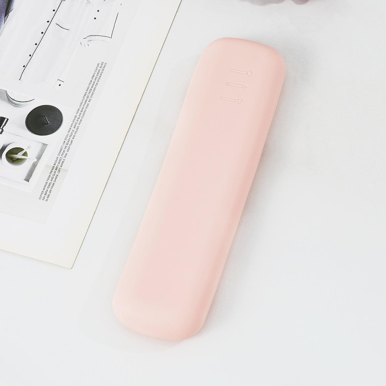 Silikon Kosmetikpinsel Aufbewahrungstasche Reise Make-up Pinselhalter Make-up Schwamm Etui Tragbar Wasserdicht Beauty Make-up Werkzeuge rosa