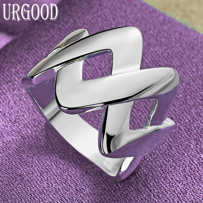925 Sterling Silber Geometrischer Ring Geschenk Modeschmuck 7#