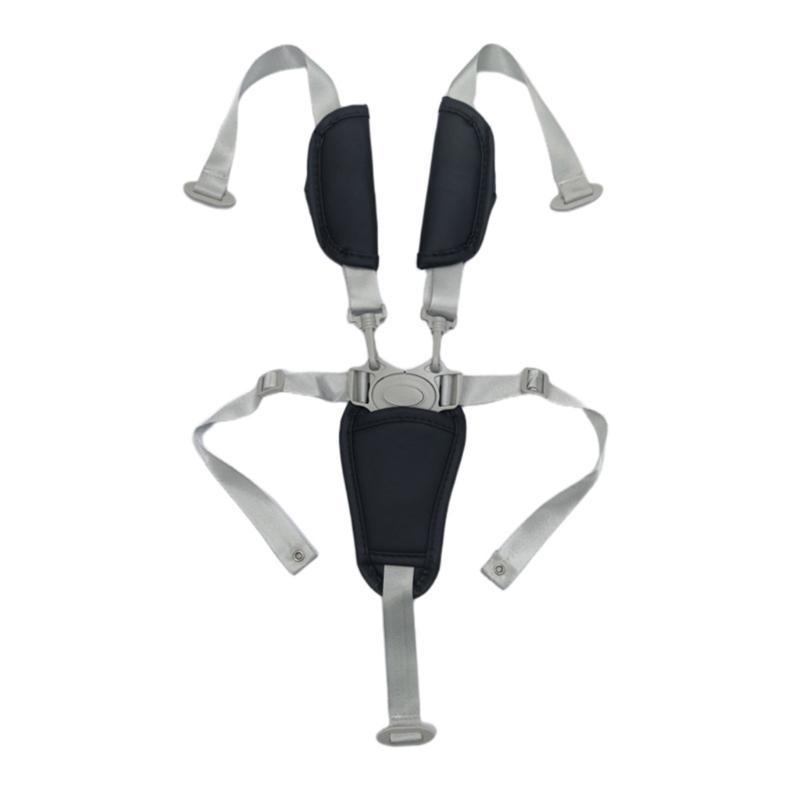 Universalgurt 5-Punkt-Sicherheitsgurt für Kleinkinder Verstellbare Länge Hochstuhl Kinderwagen Gurtzeug Weiche PU Schrittstütze Nylongurte schwarz