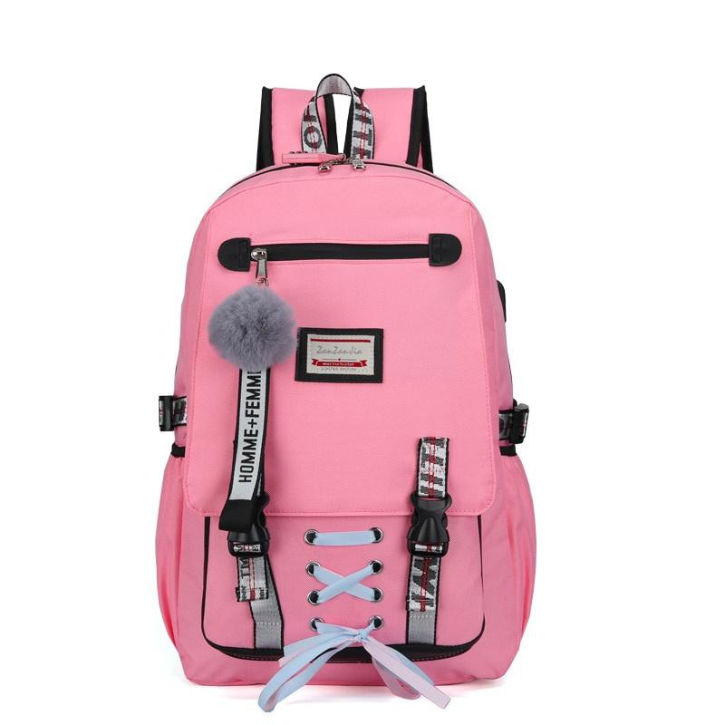 Große Schultaschen für Mädchen im Teenageralter mit USB und Schloss, Diebstahlschutz-Rucksack, Teenager-Büchertasche, Jugend-Schultaschen-Rucksack rosa