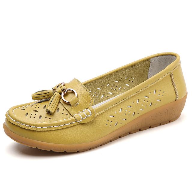 Frauen Kausalen Schuhe Leder Doug Schuhe Atmungsaktive Wohnungen Schuhe Weiche Sohle Faulenzer Zapatos De Mujer Mulheres Sapatos Plus Größe 35-44 42