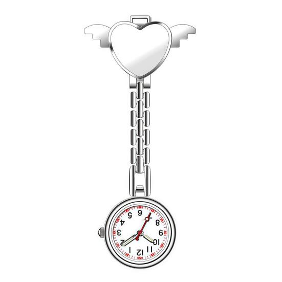 Krankenschwester Quarzuhr Clip-on Arztuhr Herz und Flügel Design Uhr für Brusttasche Krankenschwestern Ärzte Medizinisches Fachpersonal weiß