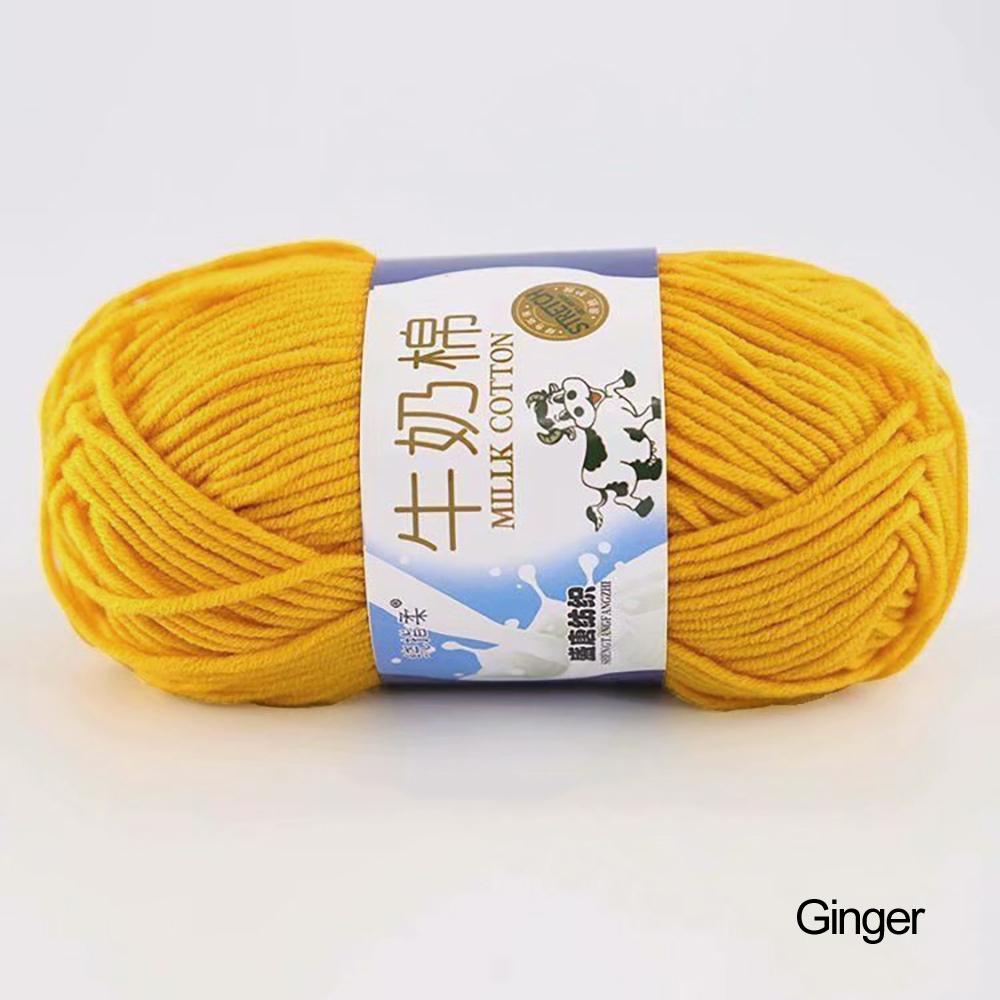 FEIJIEAST 50 g/Rolle Milch-Baumwollgarn, 5-lagig, Handstrickgarn, weich, warm, DIY-Baumwollfäden, Babywolle zum Handstricken, Häkelgarn ingwer