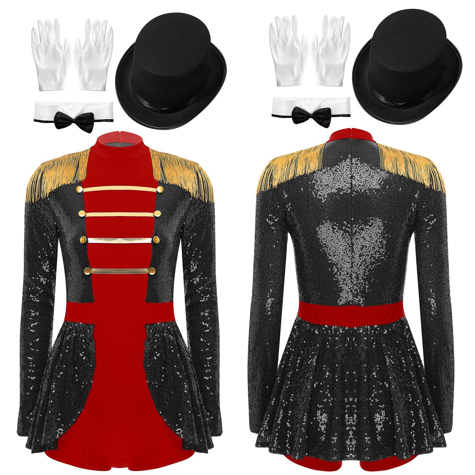 Zirkus-Zirkusdirektor-Kostüm für Damen, Ringführer-Outfit, Halloween-Kostüm, Löwenbändiger, Kostüm, Bodysuit L