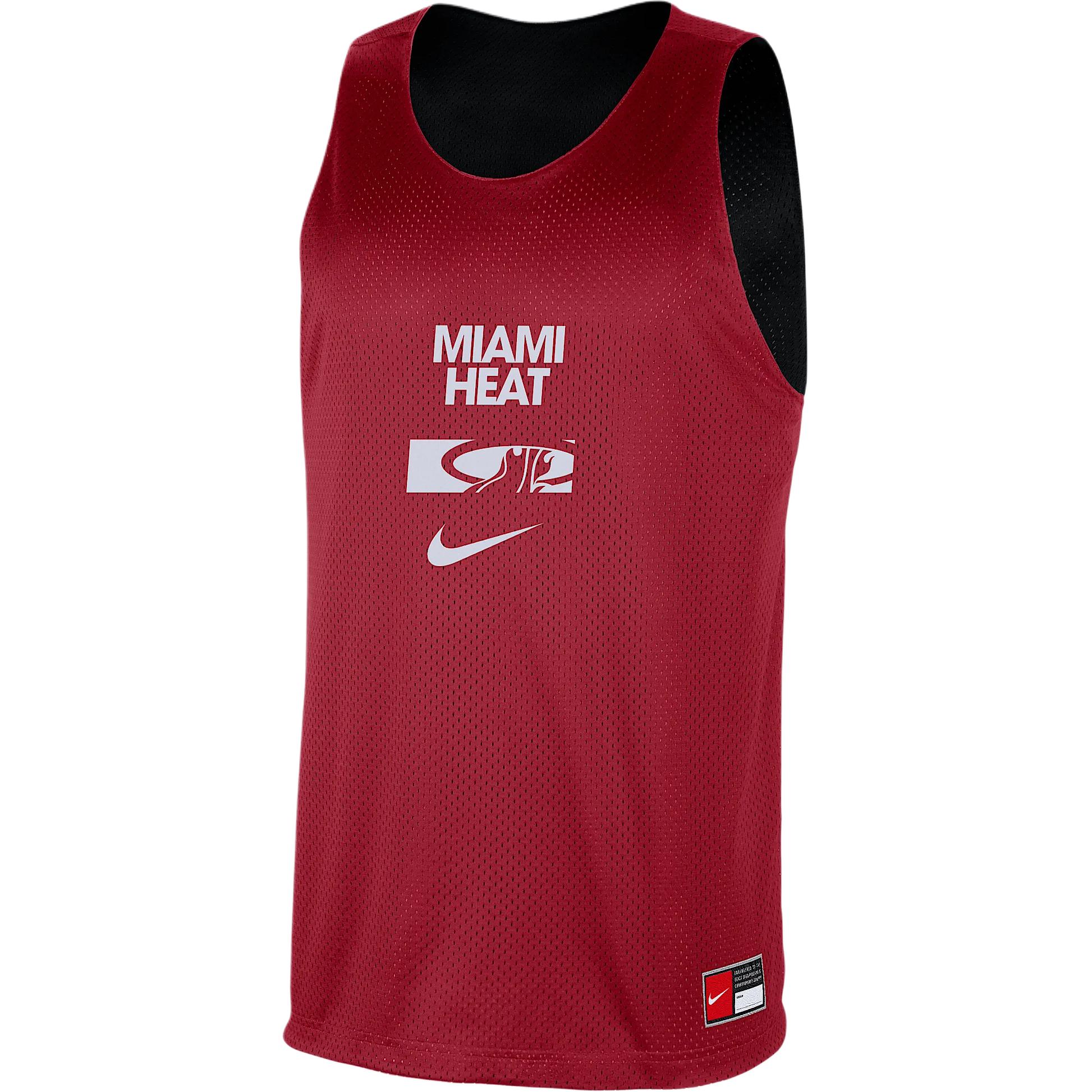 Nike Mesh Practice NBA Miami Heat Team Logo Reversibel Atmungsaktiv Bequem Basketball Trikot Herren Trikot Rot Schwarz Weiß FZ7767-608 XL