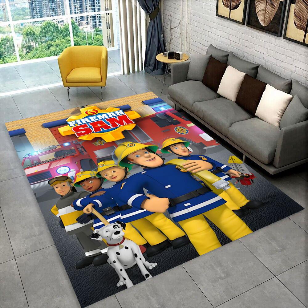 3D Klassischer Feuerwehrmann Sam Kinder Cartoon Teppich für Wohnzimmer Schlafzimmer Zuhause Sofa Dekoration, Kinder Spiel Rutschfeste Fußmatte Geschenk 100x120cm( 39x47in )