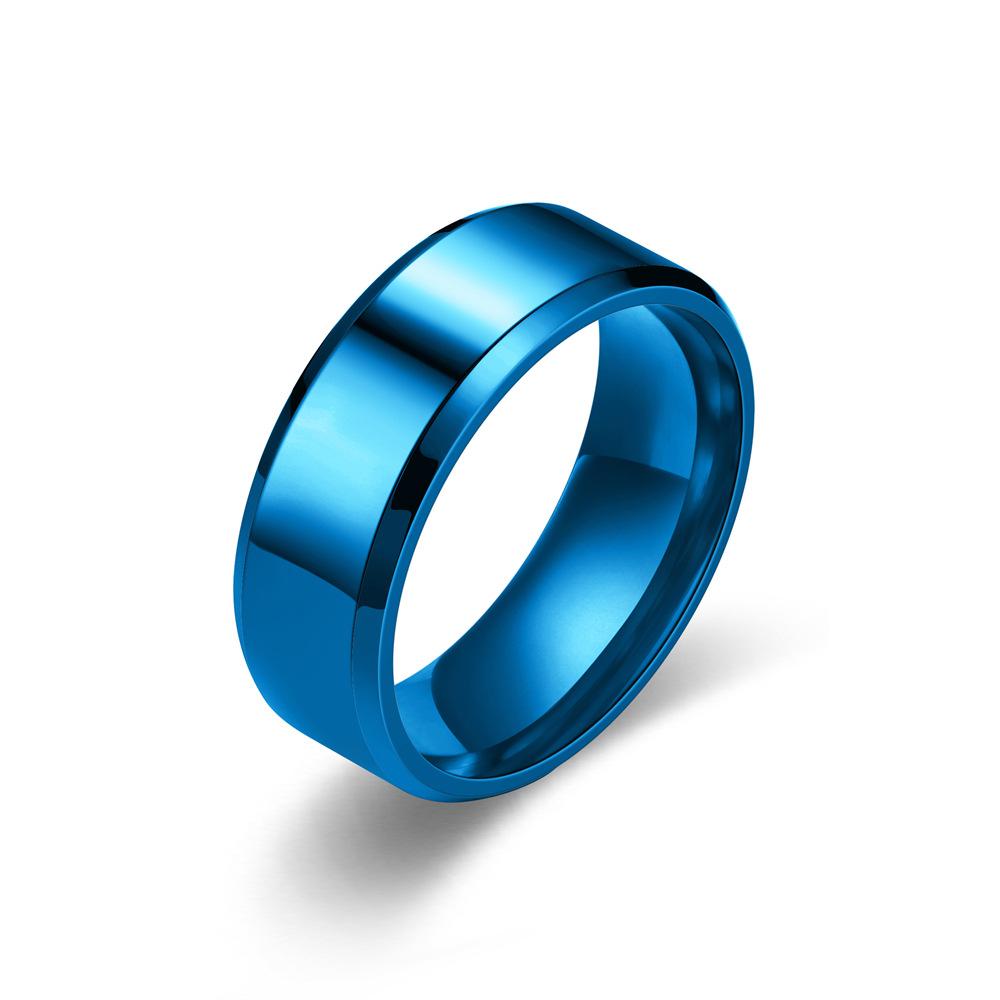 Einfache 8mm Herrenringe Titan Edelstahlringe für Männer Frauen Matt Gebürstet Hochzeit Verlobungsband Ring Unisex Schmuck Geschenk 10 blue