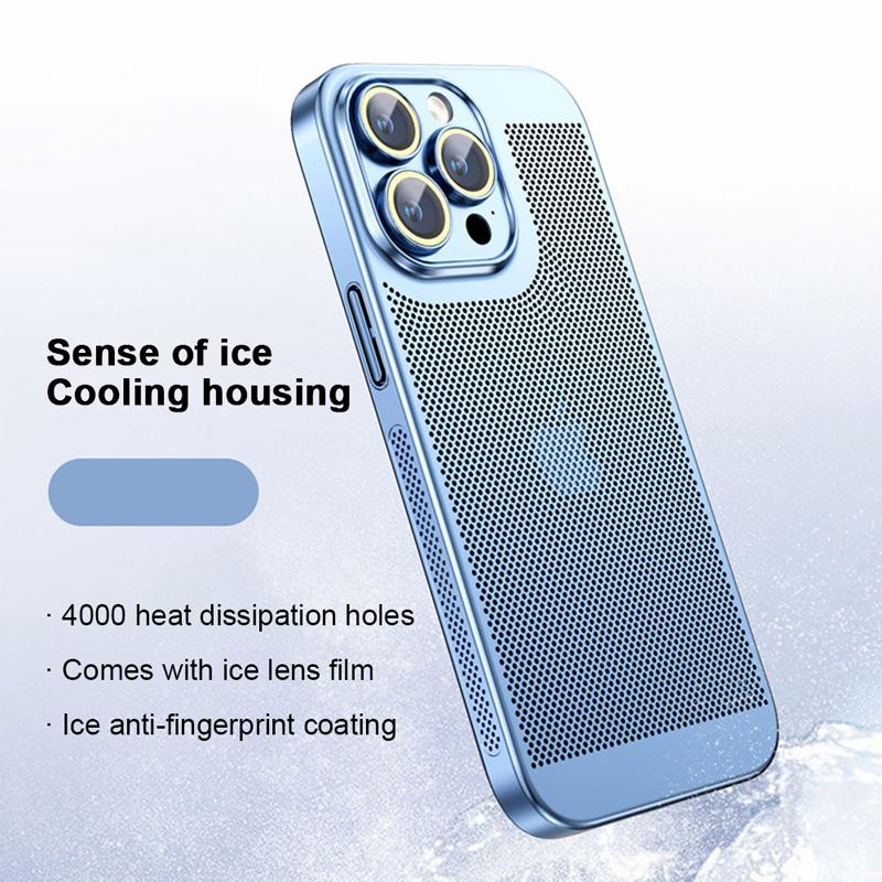 Luxuriöse Wärmeableitungs-Telefonhülle für iPhone 16 15 14 13 12 11 Pro Max, galvanisierte Kühllinsen-Schutzhülle für iPhone 16 Pro Max For iPhone 14 Pro Max blau