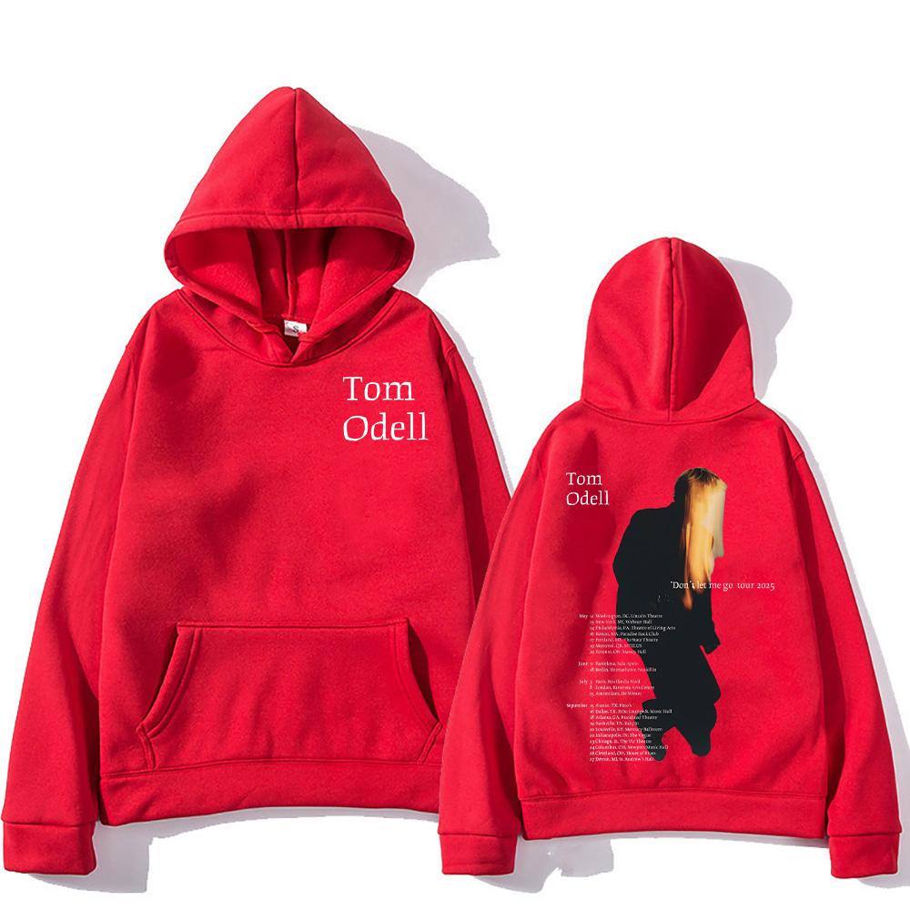 Tom Odell Mode Hoodies Tom Odell Don't Let Me Go Tour 2025 Sweatshirt Herbst Damen Herren Y2K Kleidung Kreative Fans Geschenke Pullover XXL rot