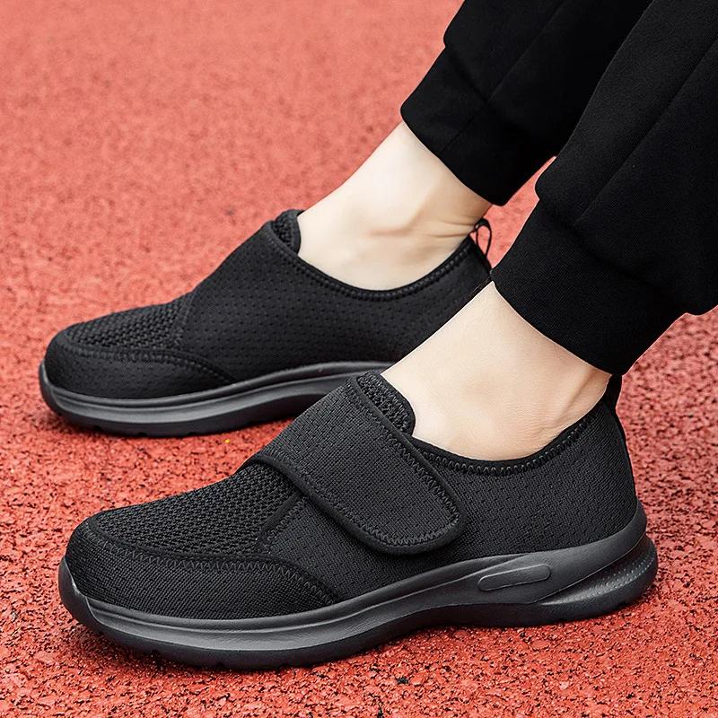 Ältere Diabetikerschuhe Männer Frauen Sneaker Große Größe Plus Dünger Erweiterung Schuhe Verstellbarer Fuß Schwellungen Schuh Rutschfeste Paar 42 schwarz