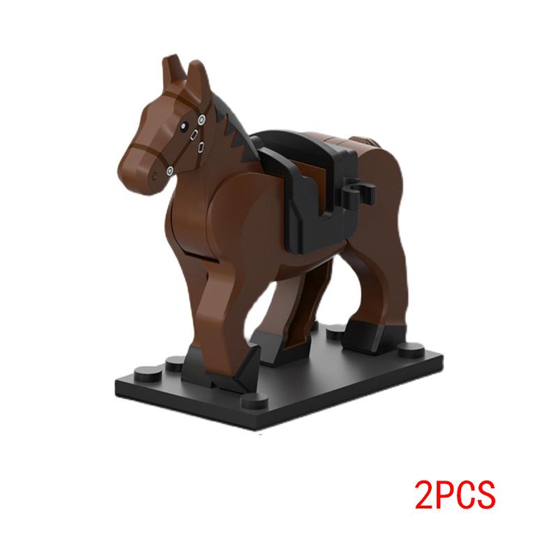 1/2 PCS Militär Bausteine Ziegel Mittelalterlichen Krieg Pferd Soldat Figuren Zubehör Waffen Pistolen MOC Spielzeug