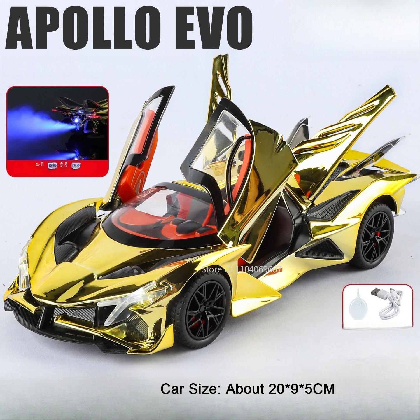 1:24 Apollo Evo Senna Spielzeug Legierung Druckguss Sportwagenmodell Mit Sprühfarbe Türen Geöffnet Sound Licht Rückziehbar Fahrzeug Kinderspielzeug Geschenk yellow
