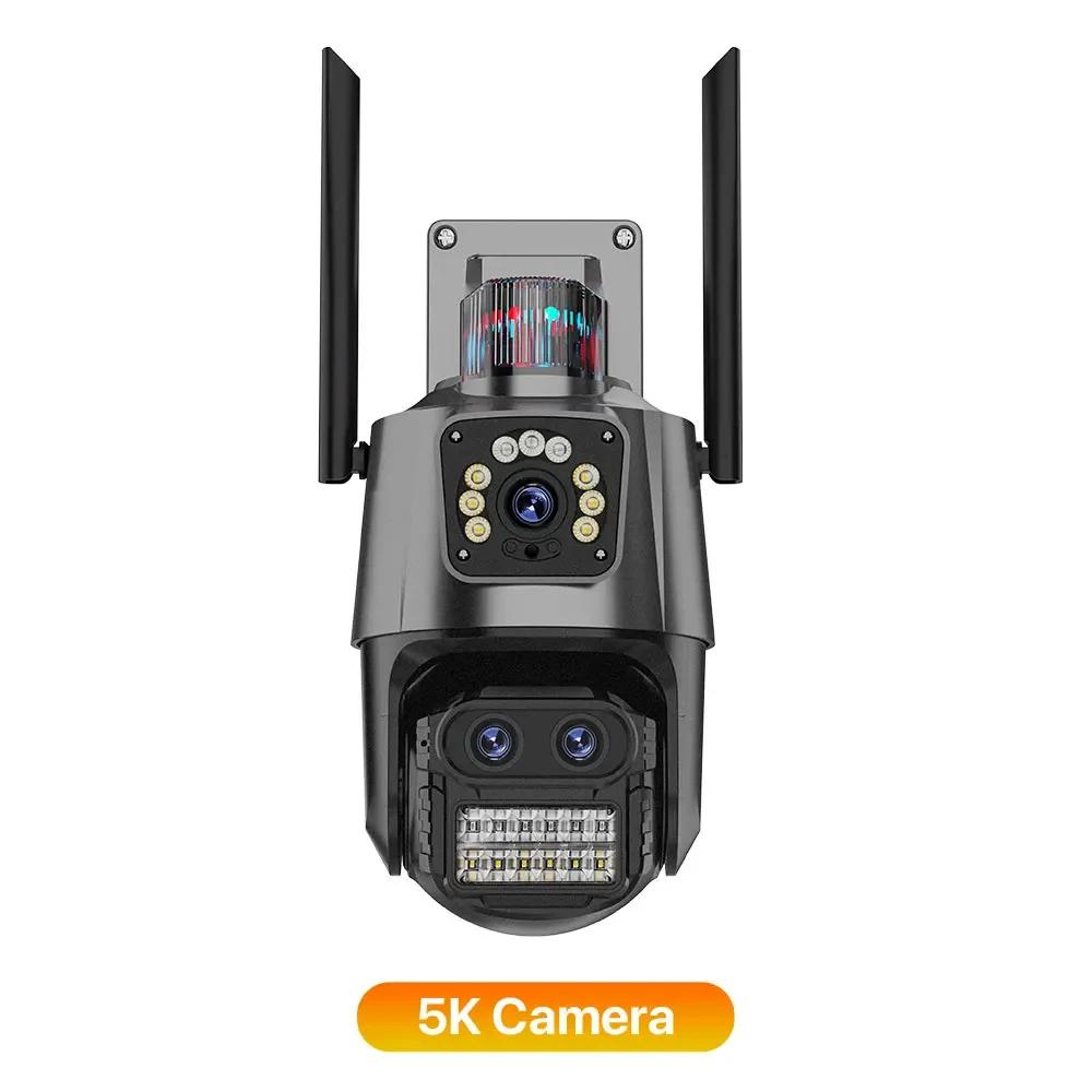 5K HD EU WIFI IP-Kamera 9MP 8-fach Hybridzoom Auto Tracking PTZ-Kamera für den Außenbereich Dreiobjektiv-Dualscreen-Sicherheitskamera 4K-Überwachung 9MP NO Card