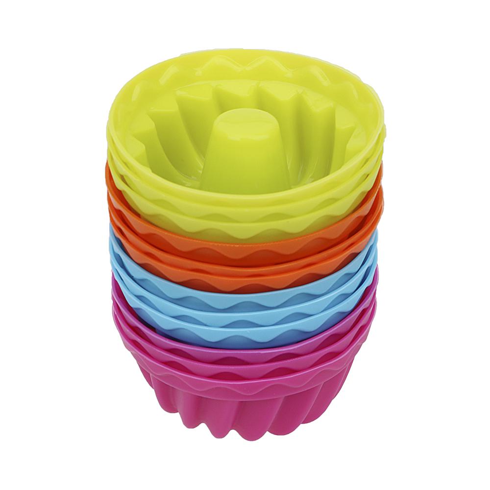 12-teiliges Set Silikon-Backformen in Fadenform, antihaftbeschichtet für Pudding, Cupcakes, Muffins, Donuts und Gelee. A