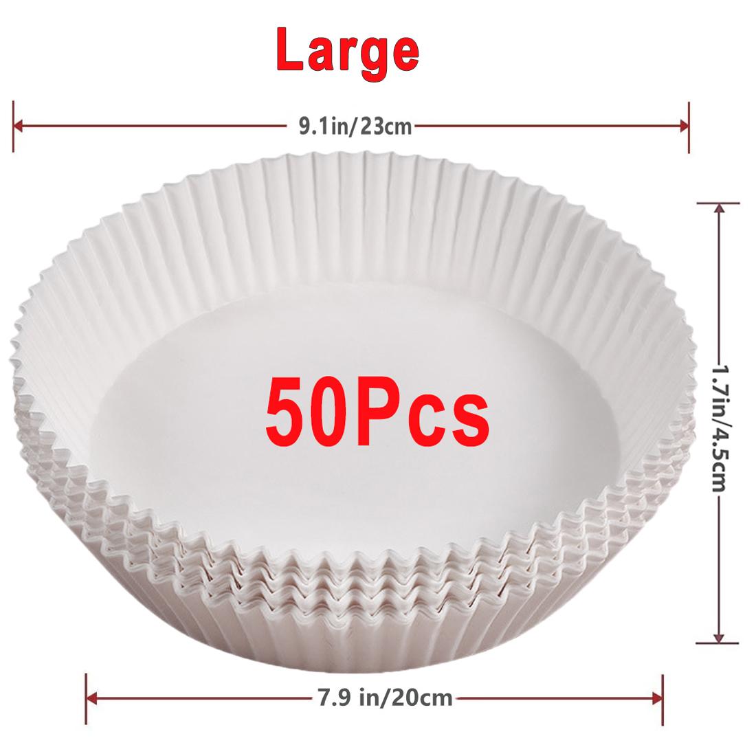 50 Stück Air Fryer Einwegpapier Antihaft-Airfryer-Backpapiere 16 cm runde Air-Fryer-Einlagen Papier Küchenzubehör 50Pcs-20cm weiß