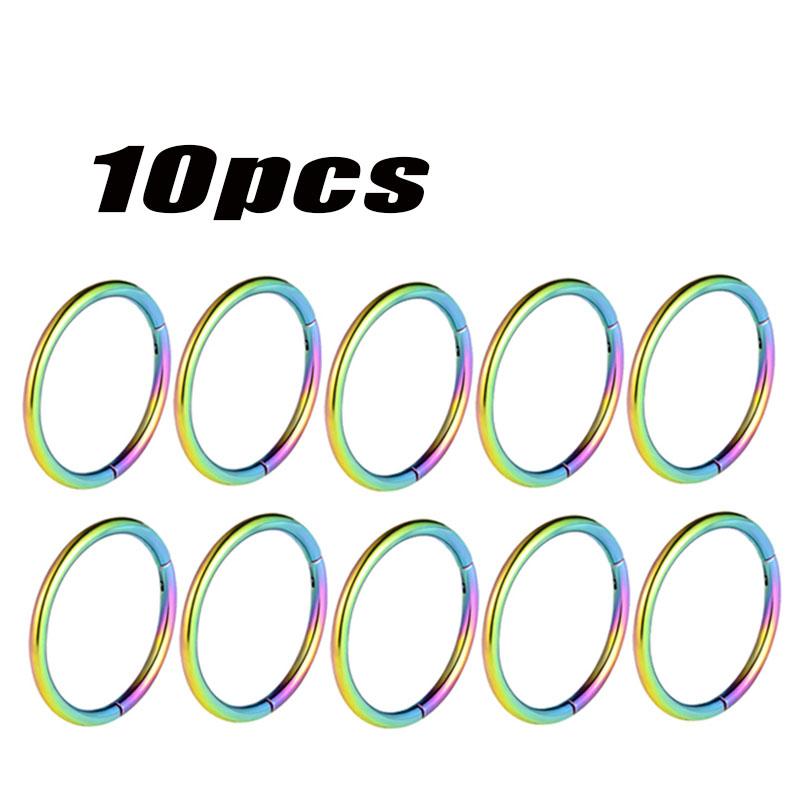 10 Stück Titan Nasenringe Septum Piercing Clicker Nasenreifen Piercings Klappbare Segmentringe Helix Piercing Unisex Körperschmuck 1.2x12mm