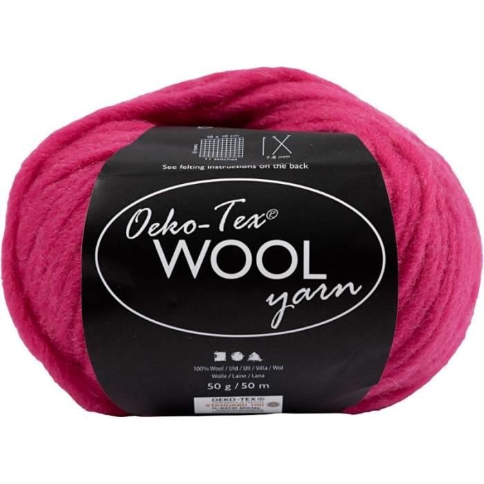 Wollknäuel - Oeko-Tex Wollgarn - 50 g - Farbe rosa - Leichtes Strickgarn