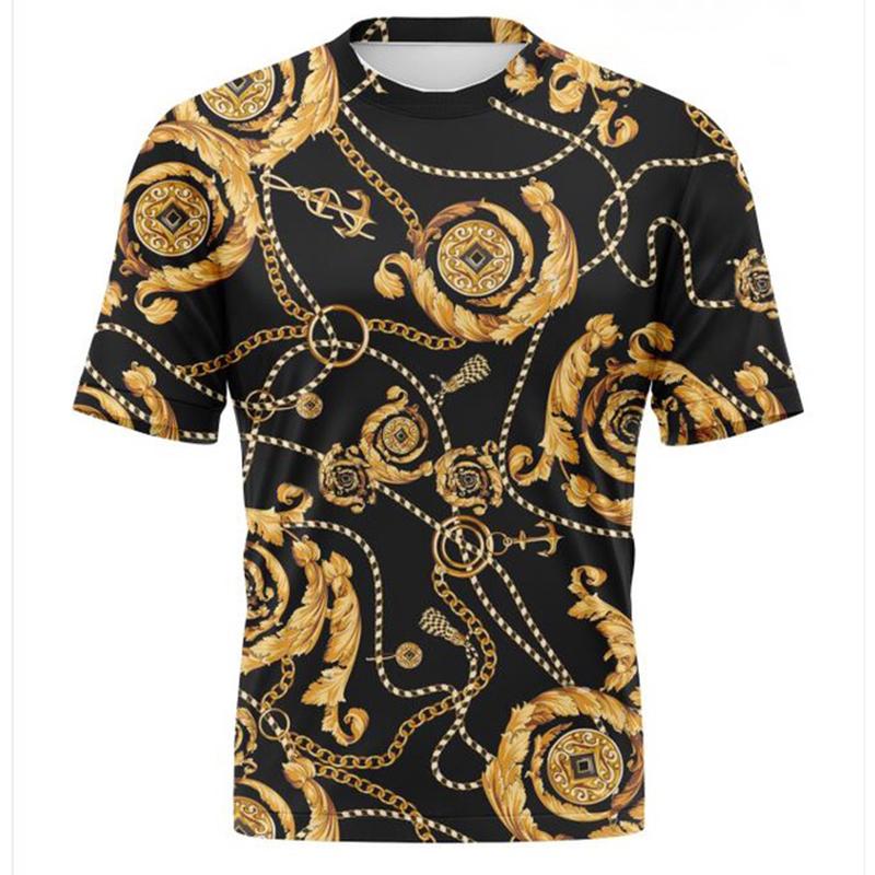 2024 heißer Verkauf Gold Gedruckt T-shirt Kurzarm Sommer Kinder Erwachsene Herrenmode Kurzarm Top XL
