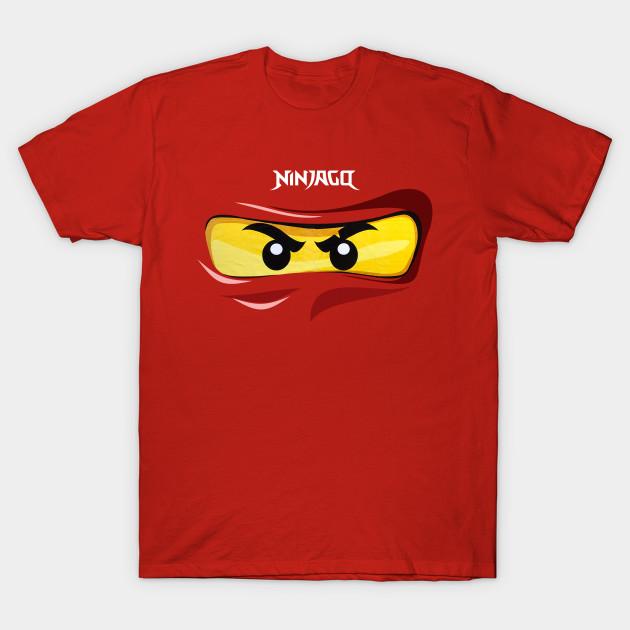 Asiatische Größe Herren Schwarz Print T-Shirt Ninjago Augen Roter Ninja Fanart Fanmade No-Cut Thermotransferdruck Baumwoll T-Shirt 2XL (78-85kg) rot