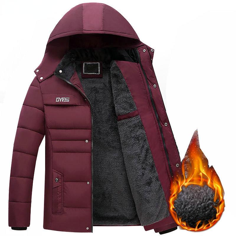 Parka Männer Mäntel Winter Jacke Männer Verdicken Mit Kapuze Wasserdicht Outwear Warme Mantel Väter Kleidung Casual männer Mantel Geschenke XL rot
