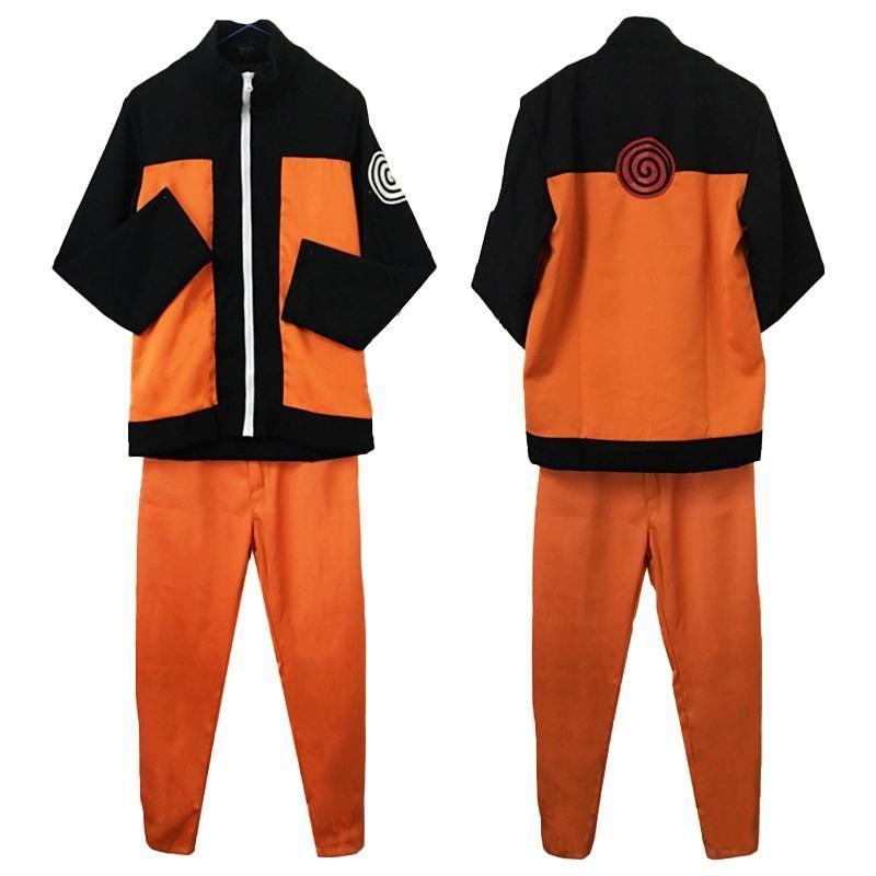 Uzumaki Akatsuki Cosplay Jungen Mädchen Uzumaki Jacke Hose Stirnband Perücke Requisiten Kind Uniform Kunai Halloween Kostüm 110 orange