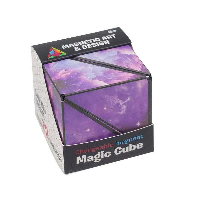 3D veränderbarer magnetischer Zauberwürfel für Kinder Puzzle Cube Antistress Spielzeug Erwachsene Cubo Fidget Toys verwandelt sich in über 70 Formen violett