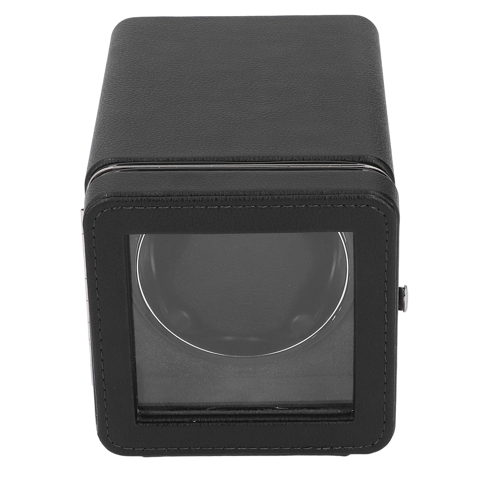 Uhrenbeweger für eine einzelne Uhr, automatische Drehung, 4 Modi, Netzstruktur, Leder mit LED-Licht, superleise schwarz