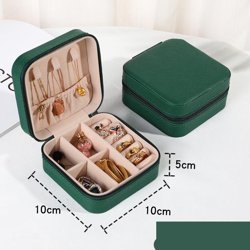 Schmuck Organizer Display Reise Schmuck Fall Boxen Tragbare Medaillon Halskette Schmuck Box Leder Lagerung Ohrring Ring Halter grün