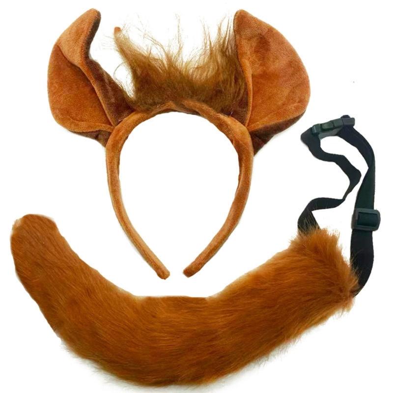 2 Stück Pferdeohren und Schwanz Set Tier Pferd Kostüm Set Pferdeohren Stirnband und Pferdeschwanz Halloween Cosplay Kostüme 1